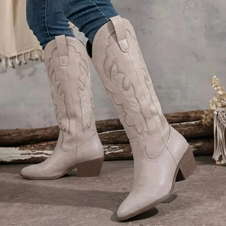 Women's Embroidered Cowgirl Block Heel Boots