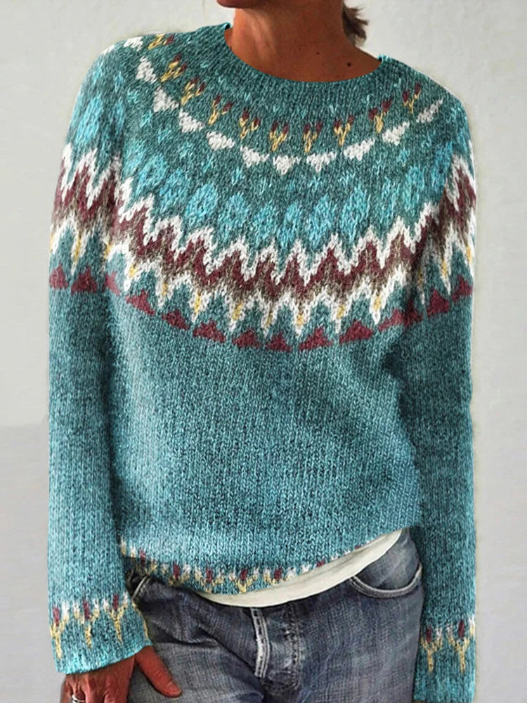 Women's Knitted Fair Isle Crew-Neck Jumper