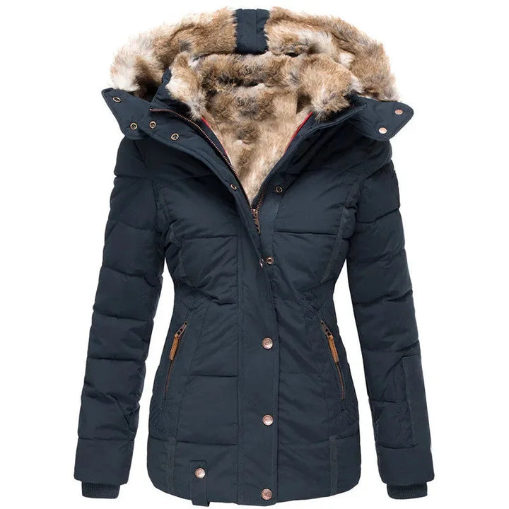 Women's Puffer Jacket, Fitted – Fur-Lined Hood