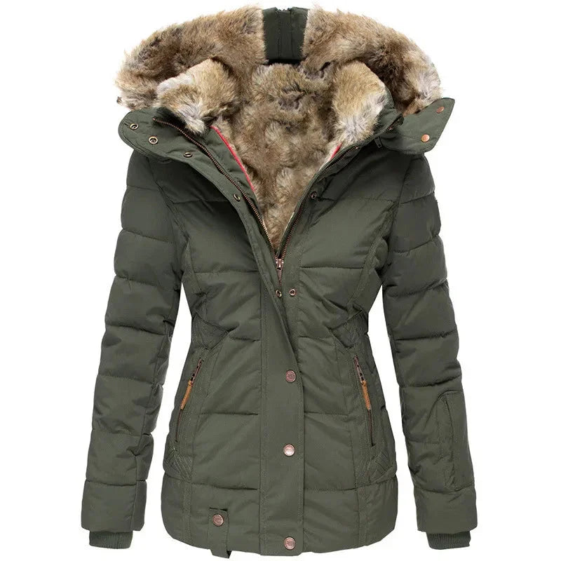 Women's Puffer Jacket, Fitted – Fur-Lined Hood