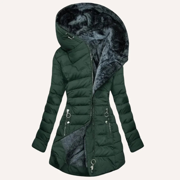 Women's Fitted Hooded Quilted Puffer Jacket – Fleece Lining