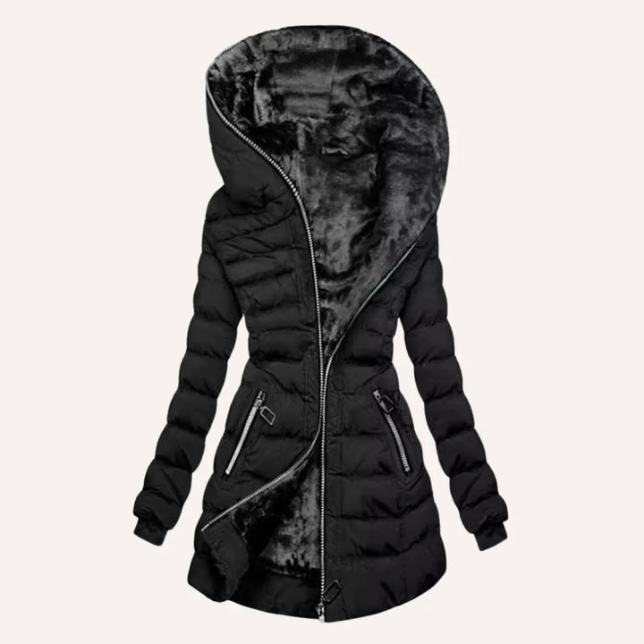 Women's Fitted Hooded Quilted Puffer Jacket – Fleece Lining