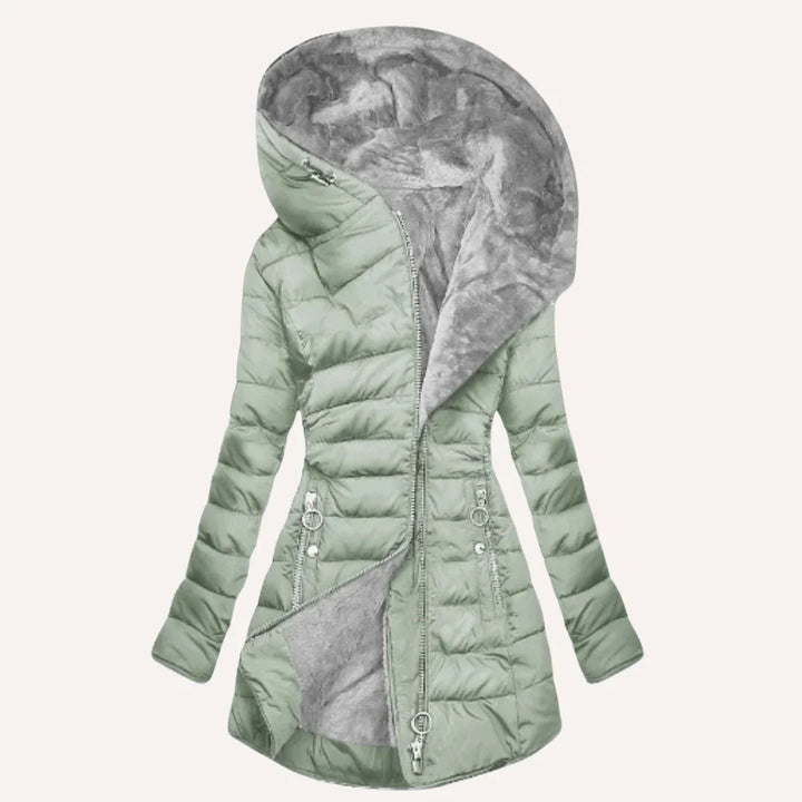 Women's Fitted Hooded Quilted Puffer Jacket – Fleece Lining