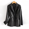 Women's Fitted Waist Flared Hem Leather Jacket