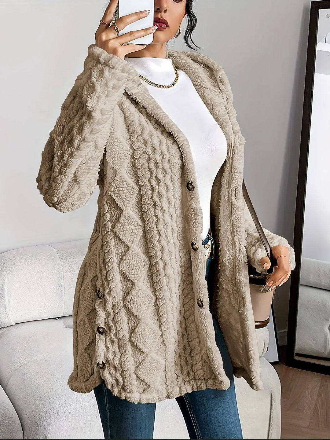 Women's Fleece Oversized Hooded Cardigan