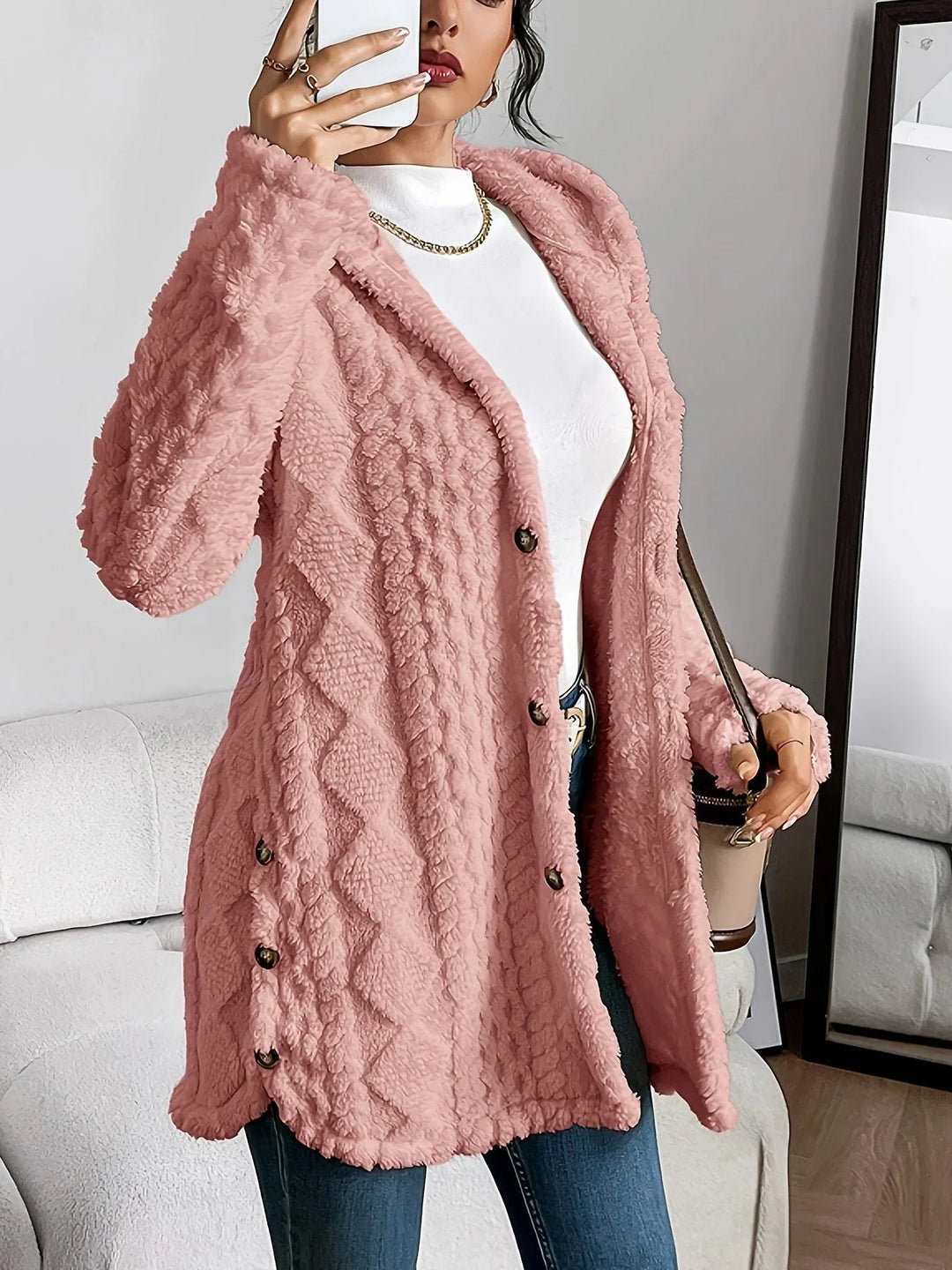 Women's Fleece Oversized Hooded Cardigan
