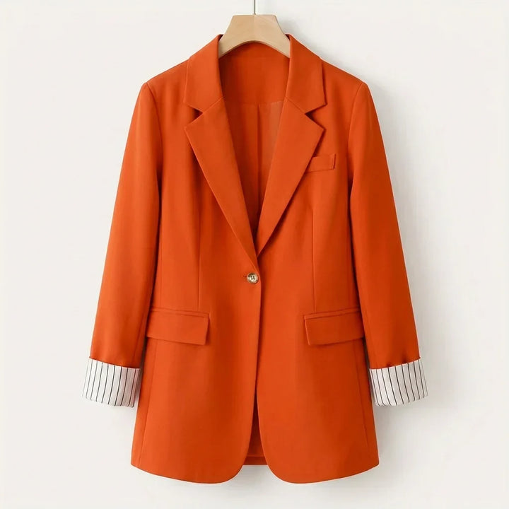Women's Button Front Long Sleeve Office Blazer Coat