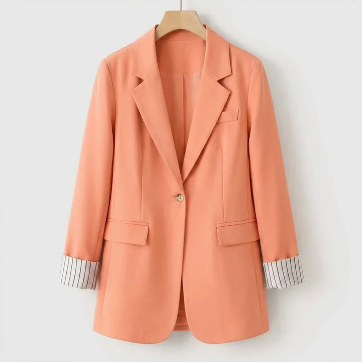 Women's Button Front Long Sleeve Office Blazer Coat