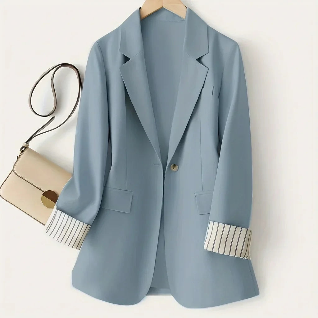 Women's Button Front Long Sleeve Office Blazer Coat