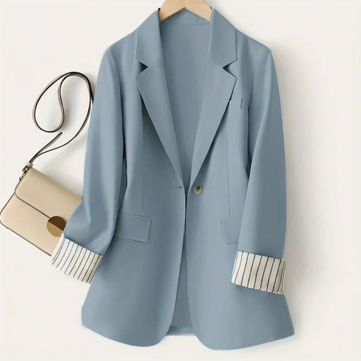 Women's Button Front Long Sleeve Office Blazer Coat