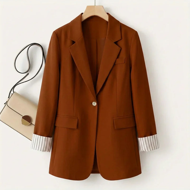Women's Button Front Long Sleeve Office Blazer Coat