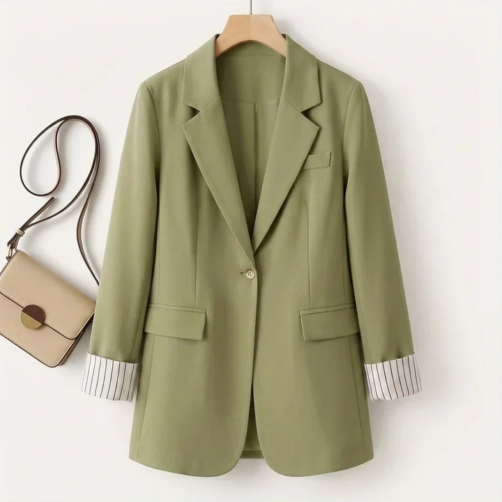 Women's Button Front Long Sleeve Office Blazer Coat