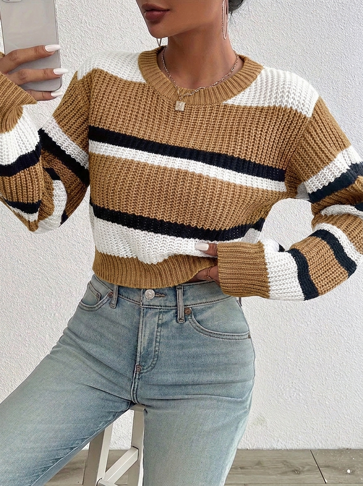 Women's Jumper – Striped Cropped Knit