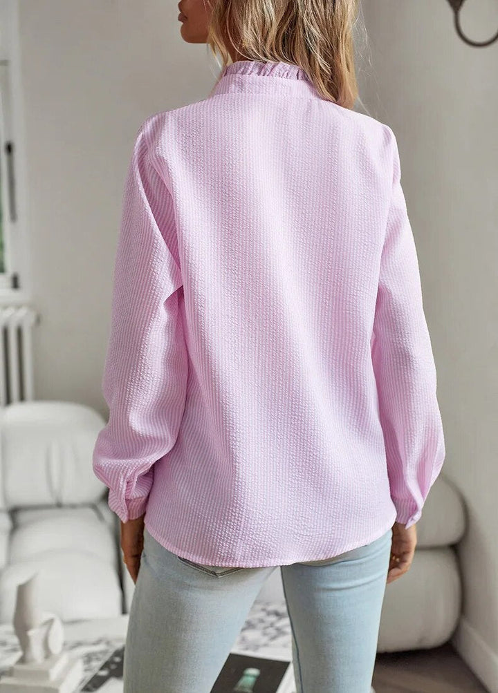 Women's Blouse – Ruffle Front Button-Up