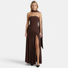 Womens Fashion Style - Women's Strapless Maxi Dress with Asymmetric Draping - product view 1