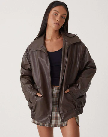 Women's Jacket – Oversized Leather Collar