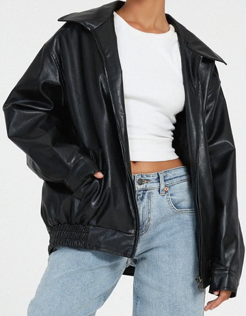 Women's Jacket – Oversized Leather Collar