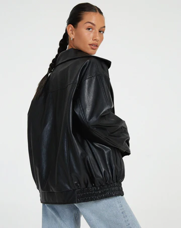 Women's Jacket – Oversized Leather Collar