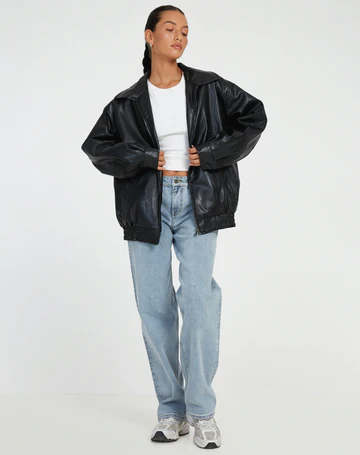 Women's Jacket – Oversized Leather Collar