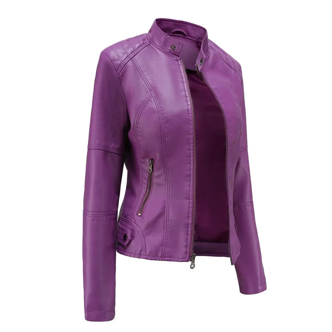 Women's Leather Zip-Up Jacket