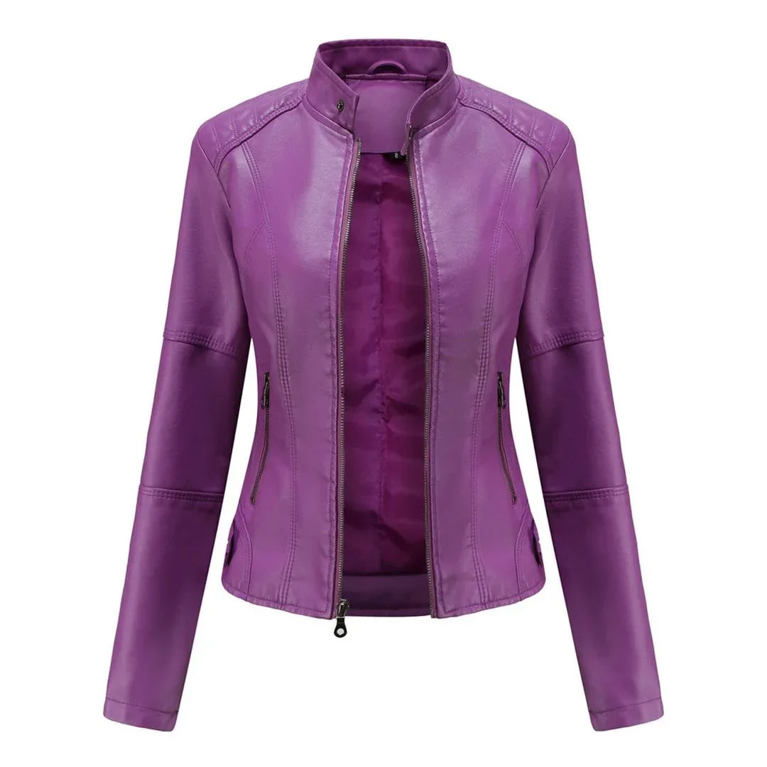 Women's Leather Zip-Up Jacket