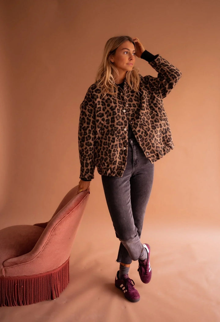 Women's Leopard Print Bomber Jacket