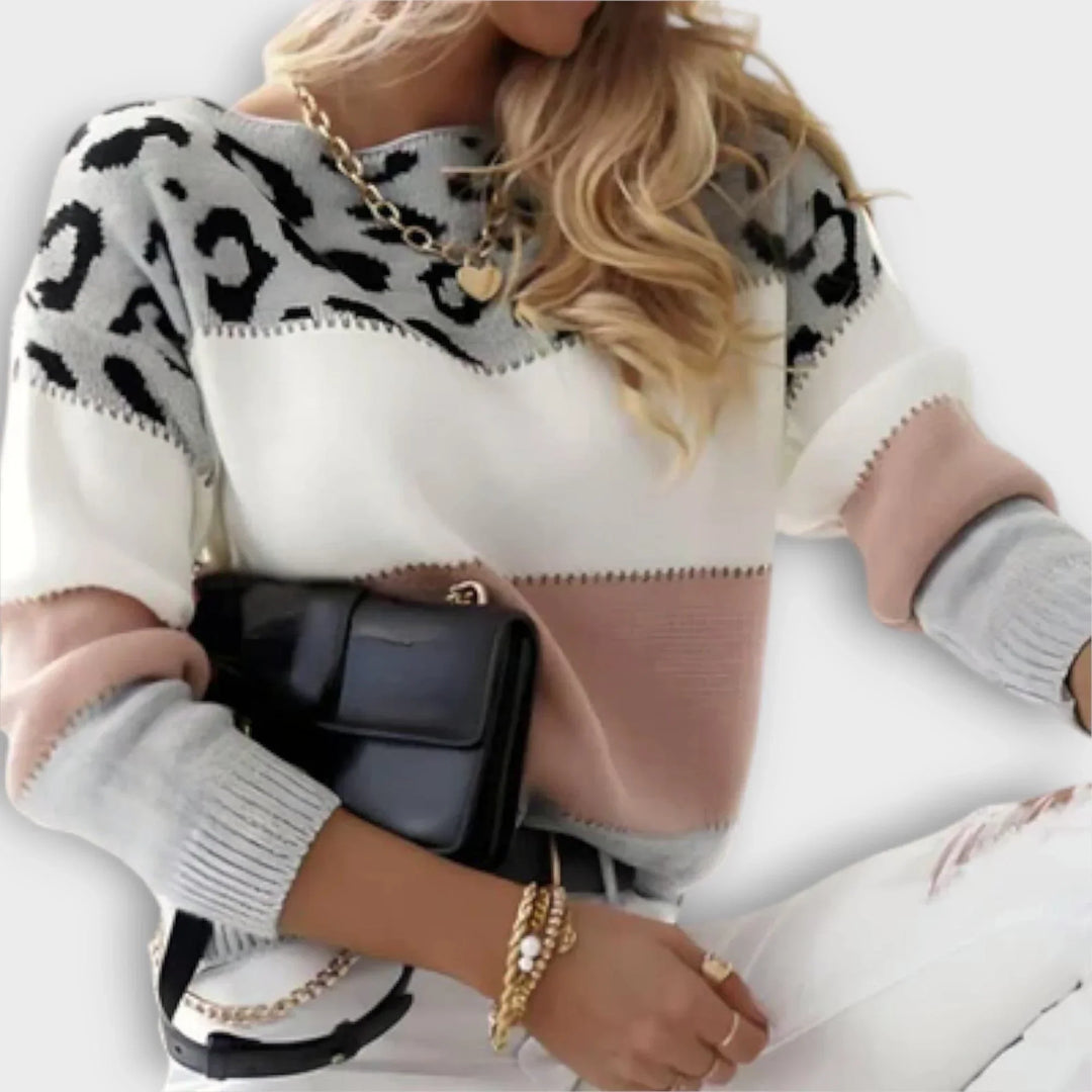Women's Leopard Print Sweater – Crew Neck