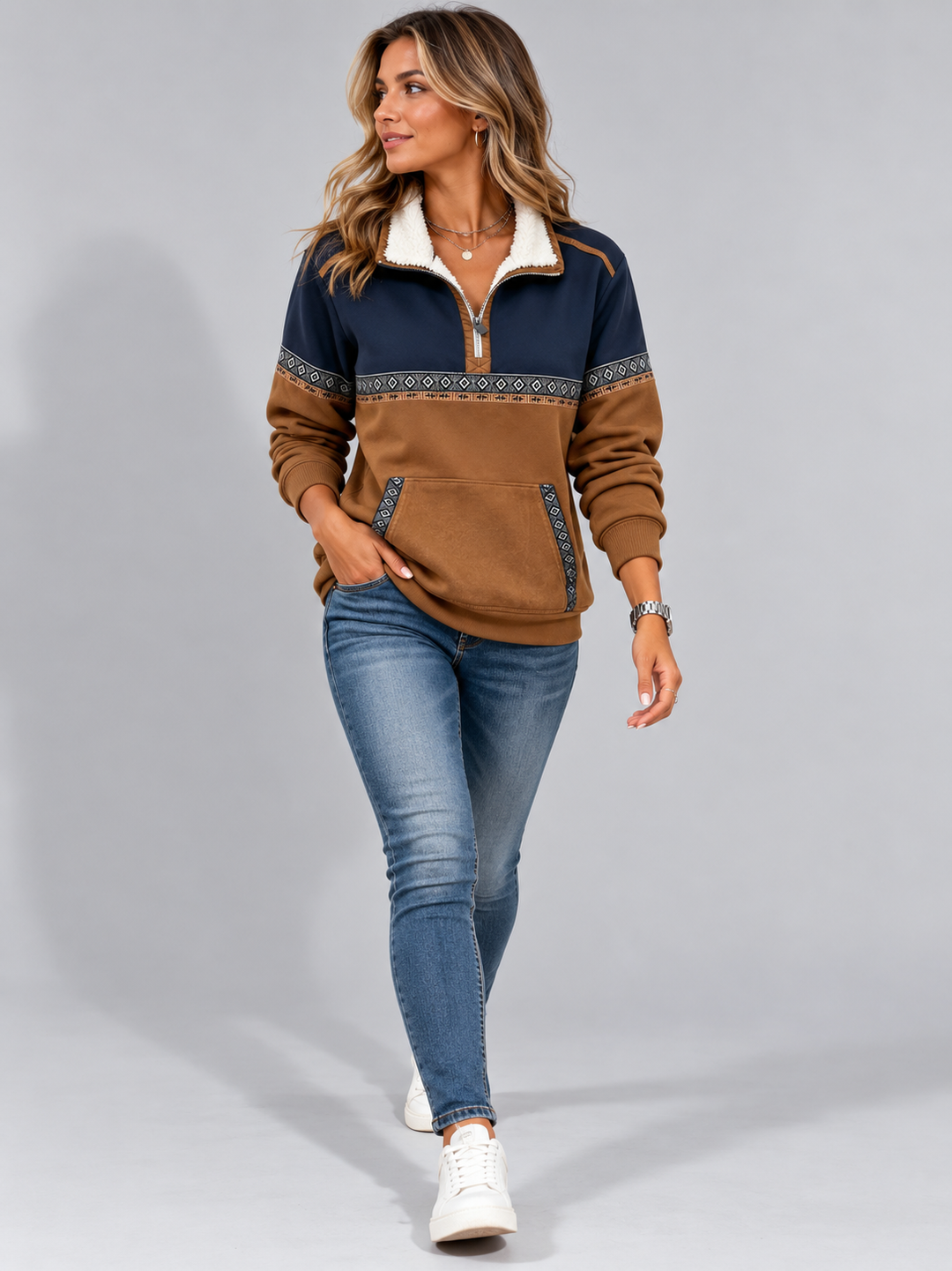 Women's Jumper – Half-Zip Fleece-Lined Relaxed