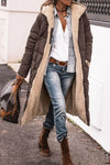 Women's Puffer Coat, Reversible Long Sherpa