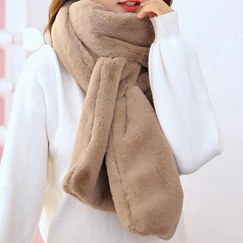 Women's Scarf – Faux Fur Plush Winter