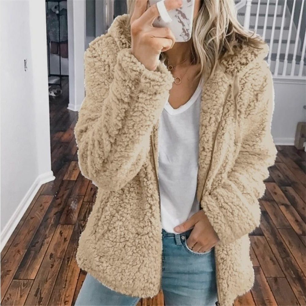 Women's Jacket – Oversized Hooded Textured Fleece