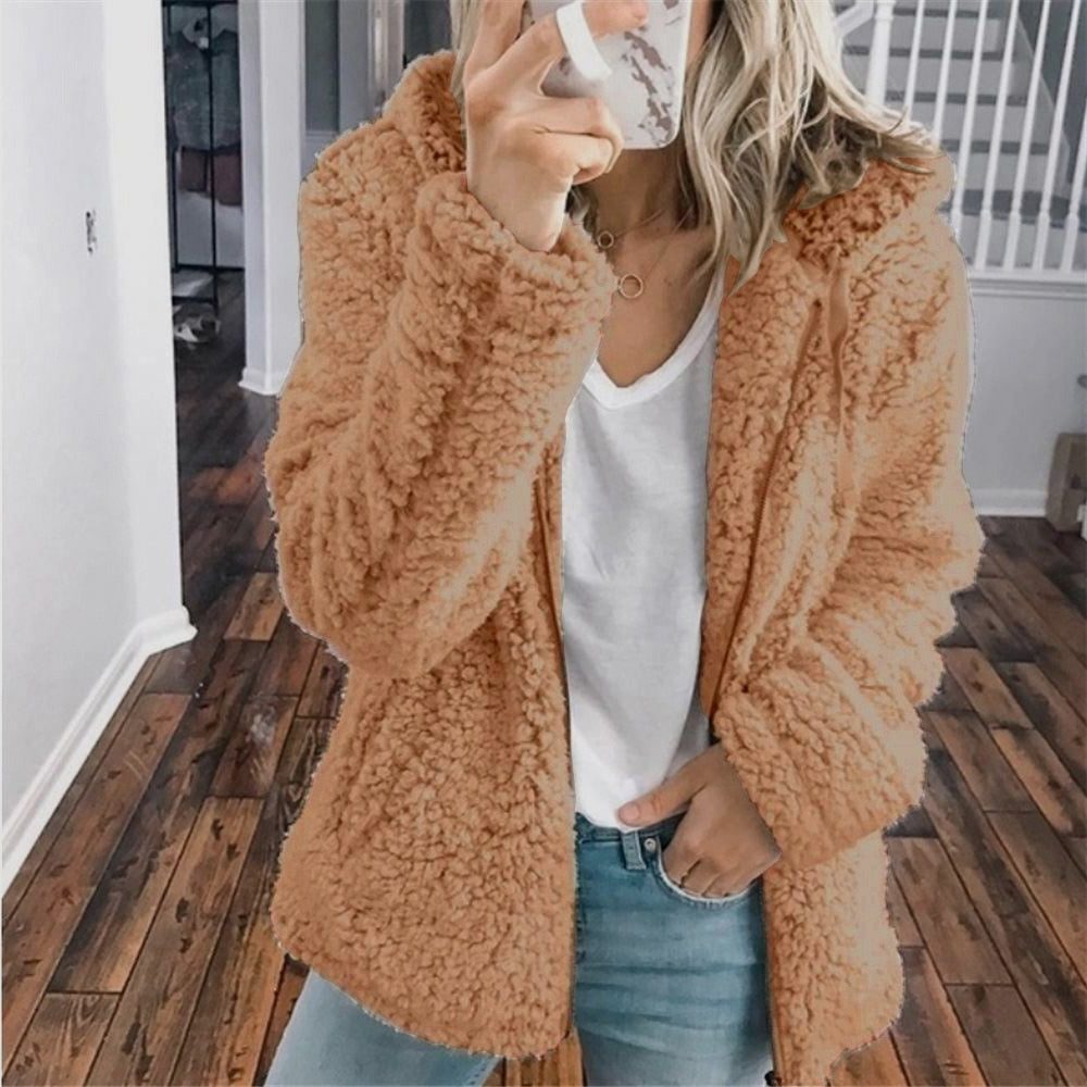 Women's Jacket – Oversized Hooded Textured Fleece