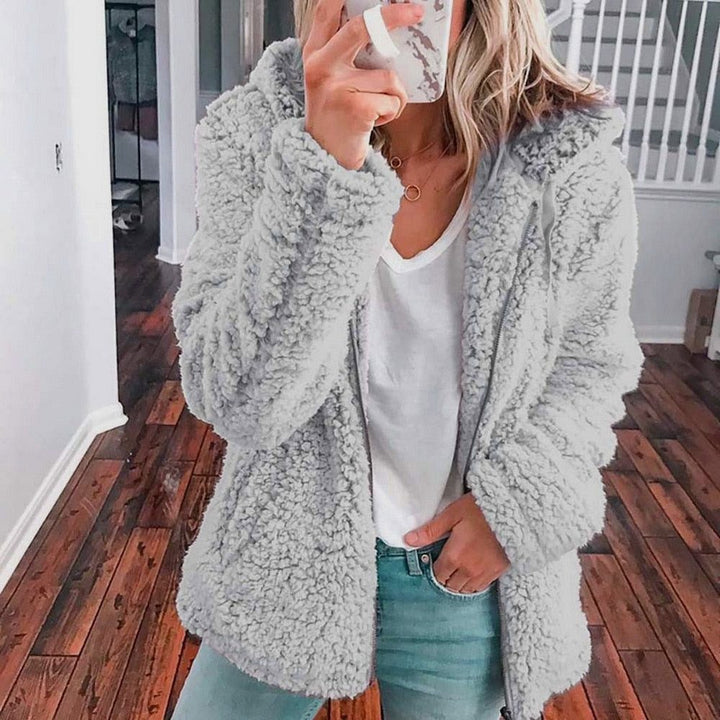 Women's Jacket – Oversized Hooded Textured Fleece