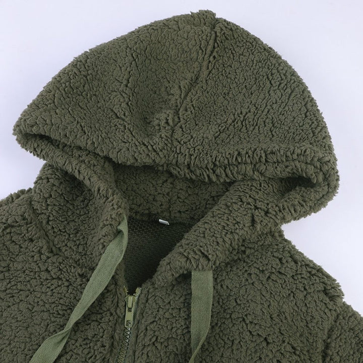 Women's Jacket – Oversized Hooded Textured Fleece