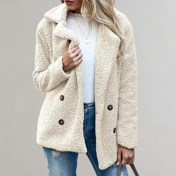Women's Blazer – Textured Relaxed-Fit Double-Breasted