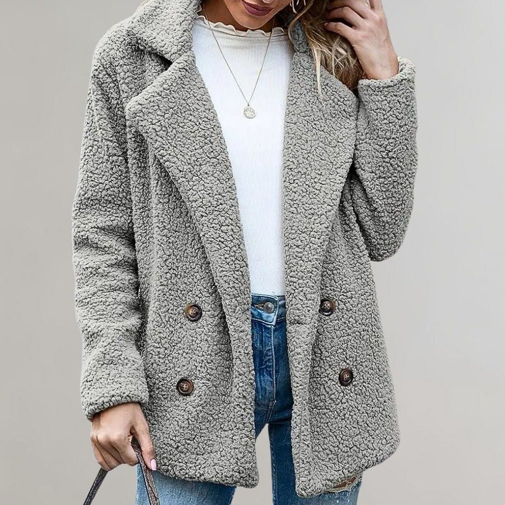Women's Blazer – Textured Relaxed-Fit Double-Breasted