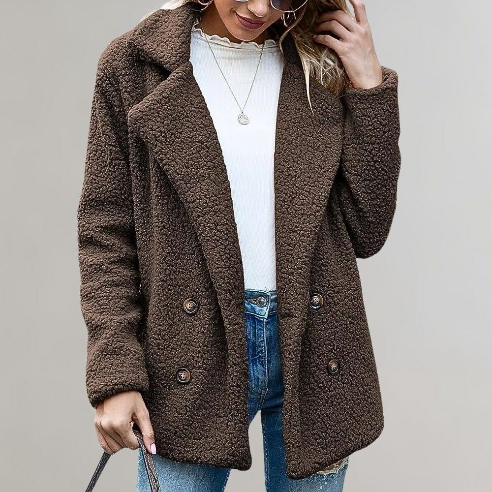 Women's Blazer – Textured Relaxed-Fit Double-Breasted