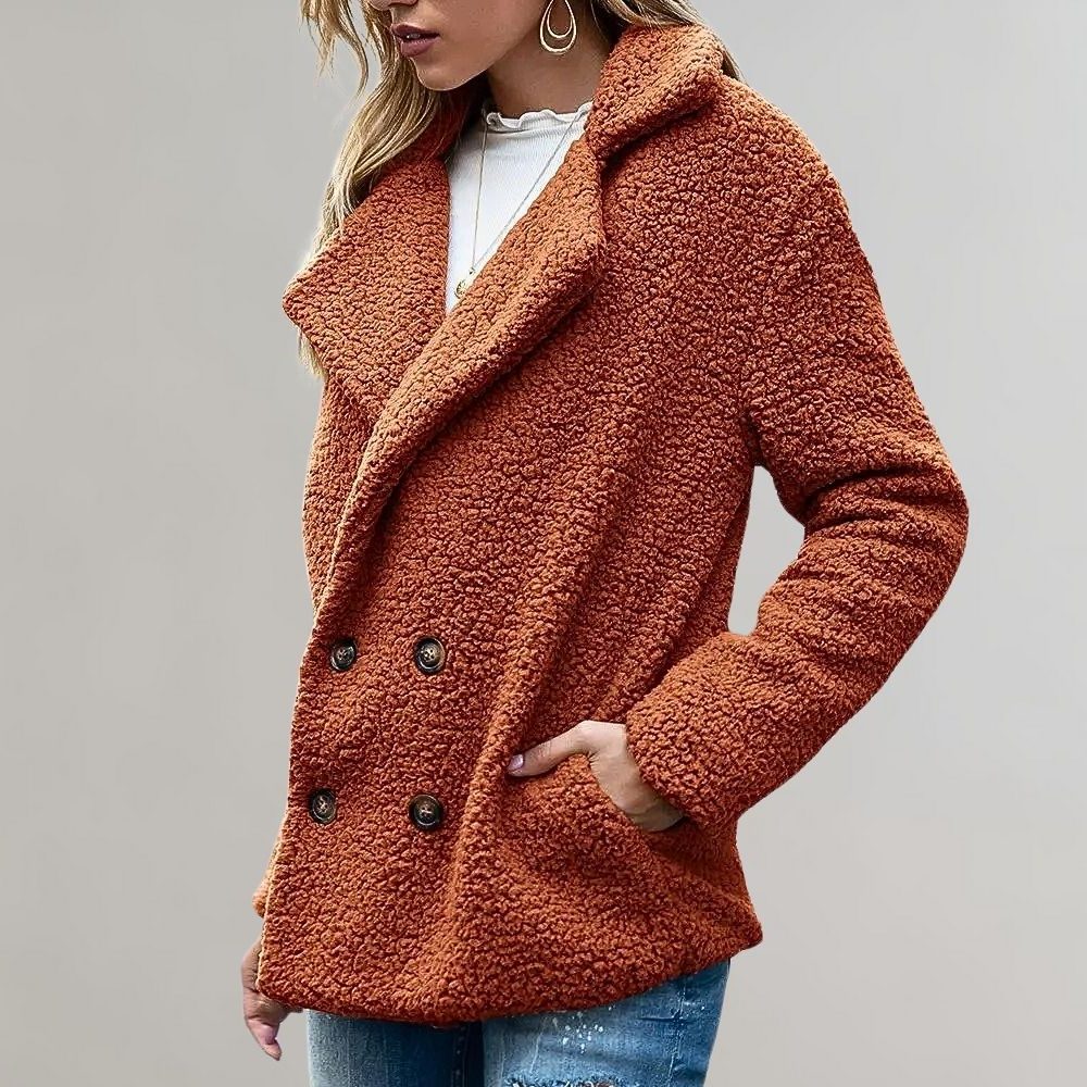 Women's Blazer – Textured Relaxed-Fit Double-Breasted