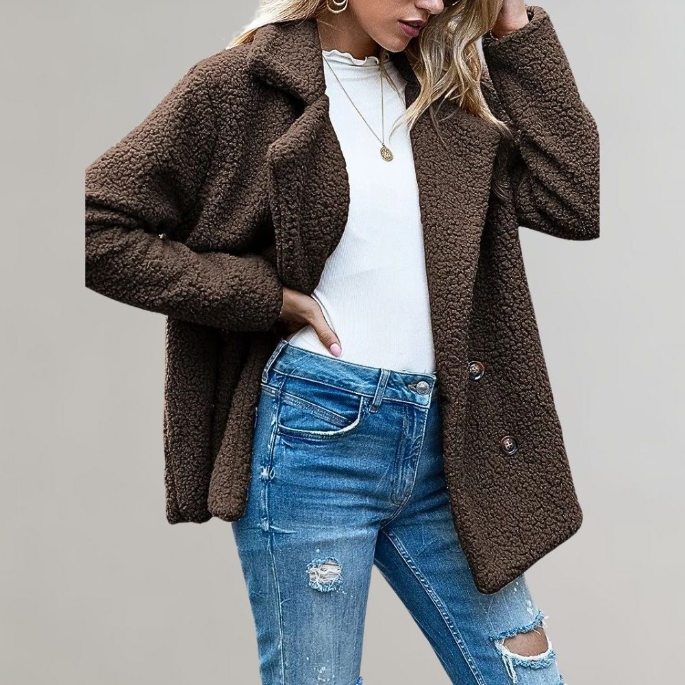 Women's Blazer – Textured Relaxed-Fit Double-Breasted