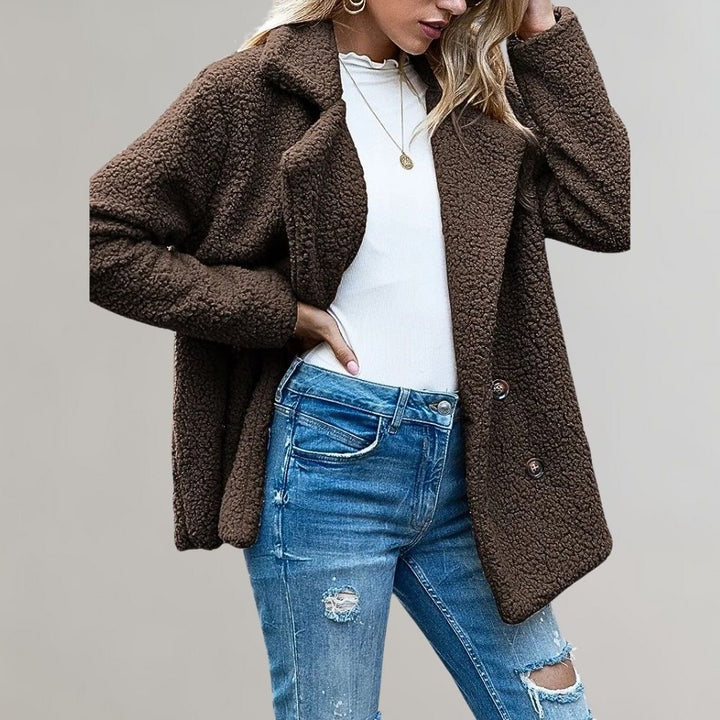 Women's Blazer – Textured Relaxed-Fit Double-Breasted