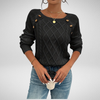 Women's Jumper – Cable Knit Button Shoulder Crew Neck