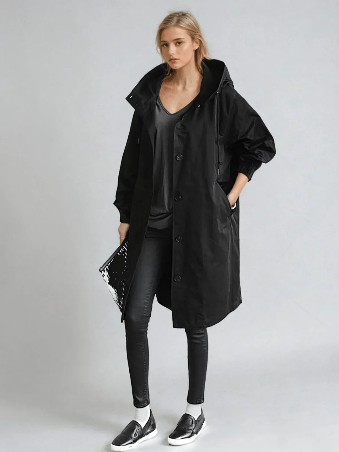 Women's Oversized Button-Down Trench Coat