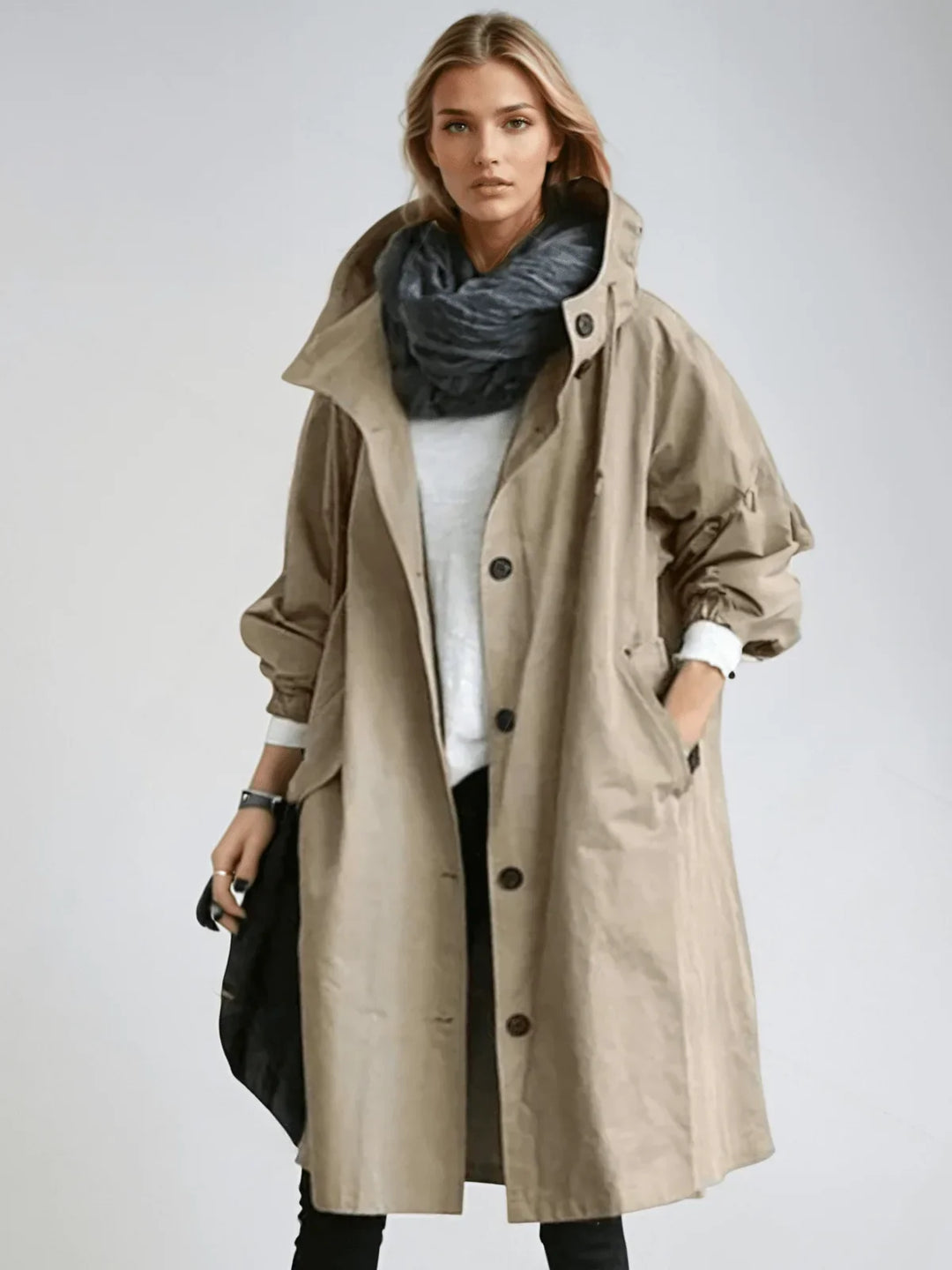 Women's Oversized Button-Down Trench Coat