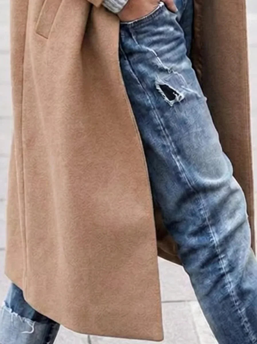 Women's Oversized Button-Up Winter Coat – Lapel