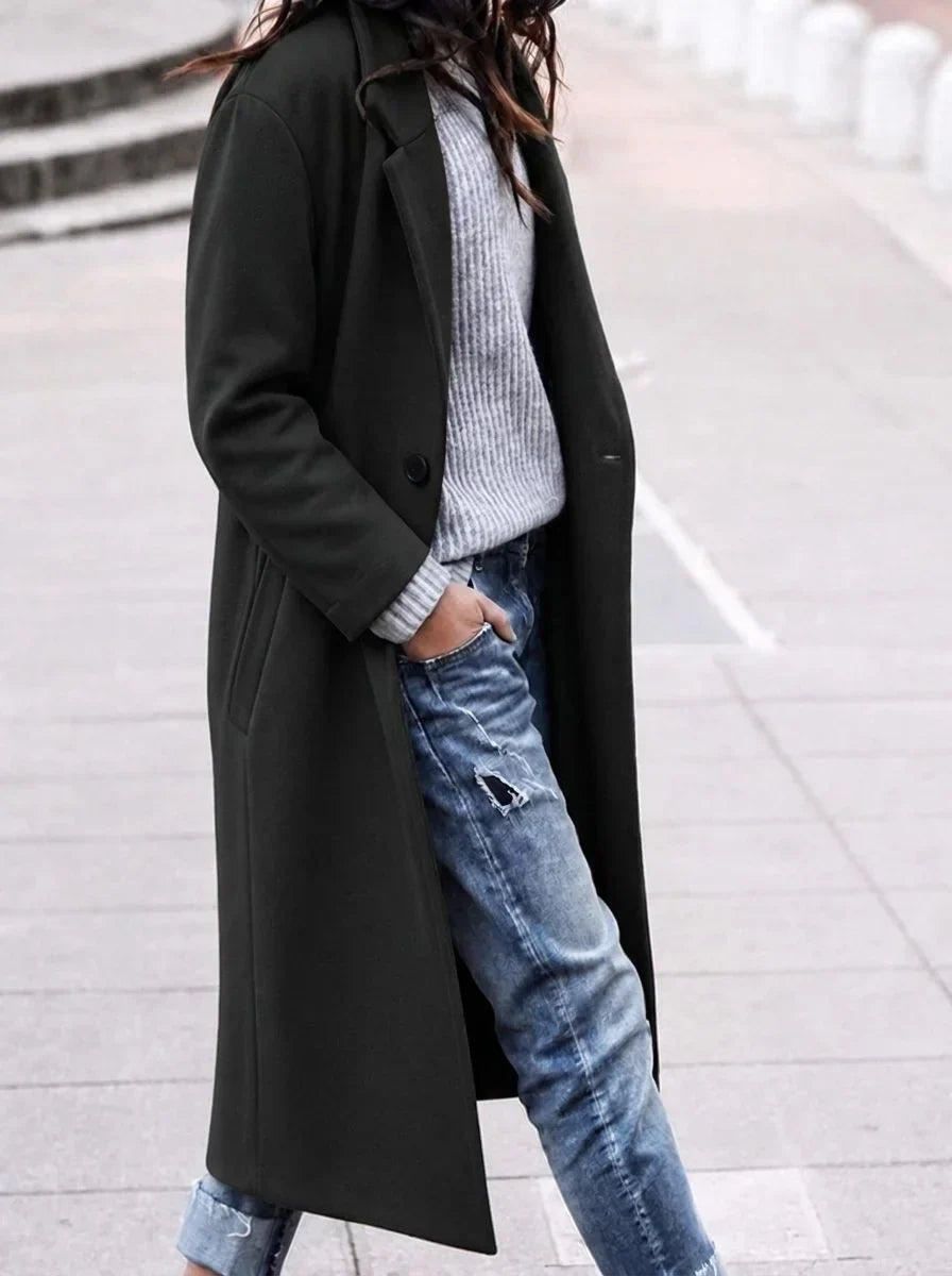 Women's Oversized Button-Up Winter Coat – Lapel