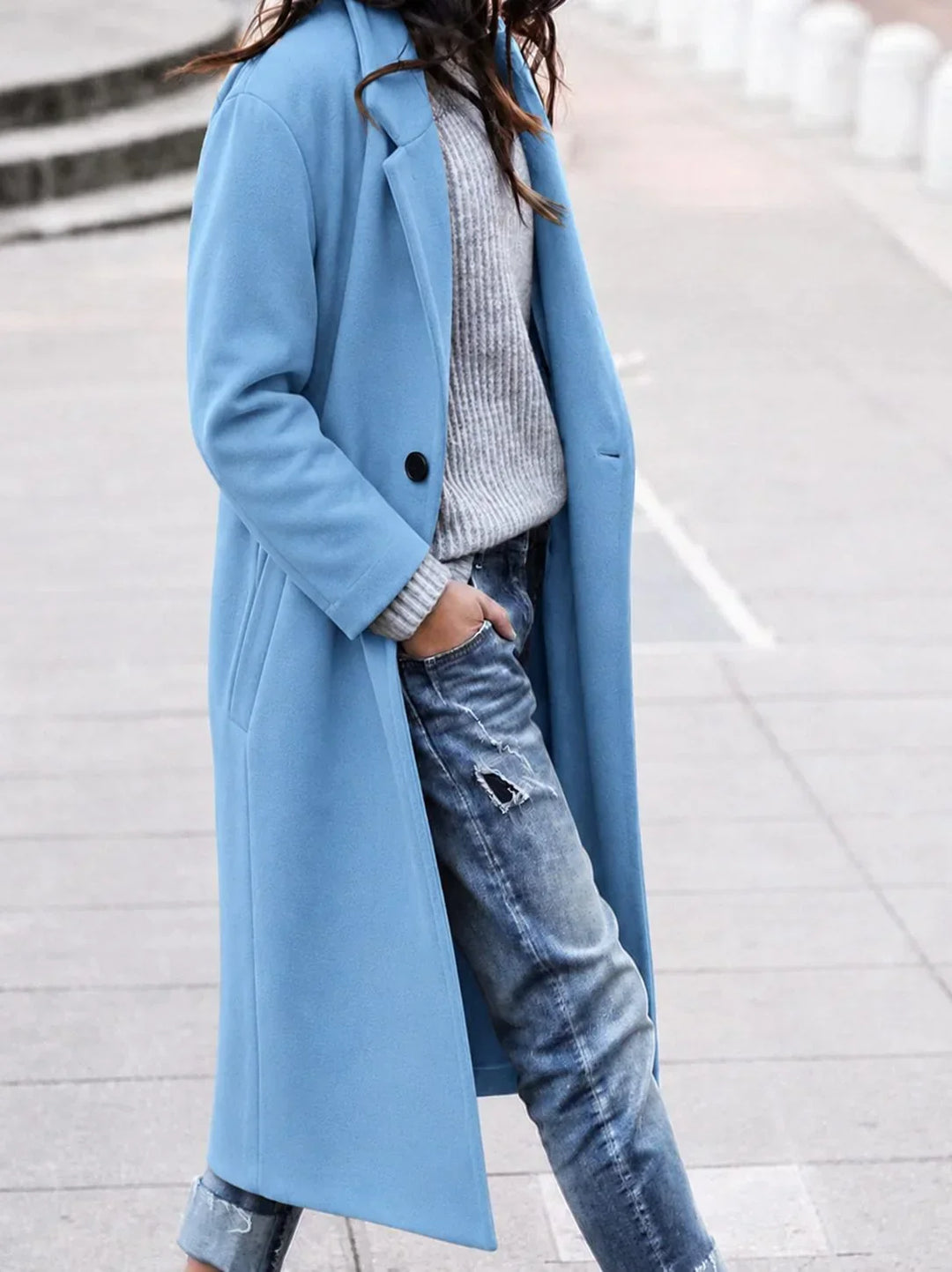 Women's Oversized Button-Up Winter Coat – Lapel