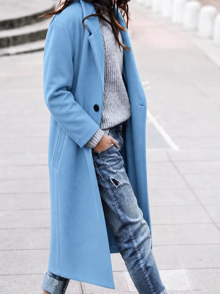 Women's Oversized Button-Up Winter Coat – Lapel