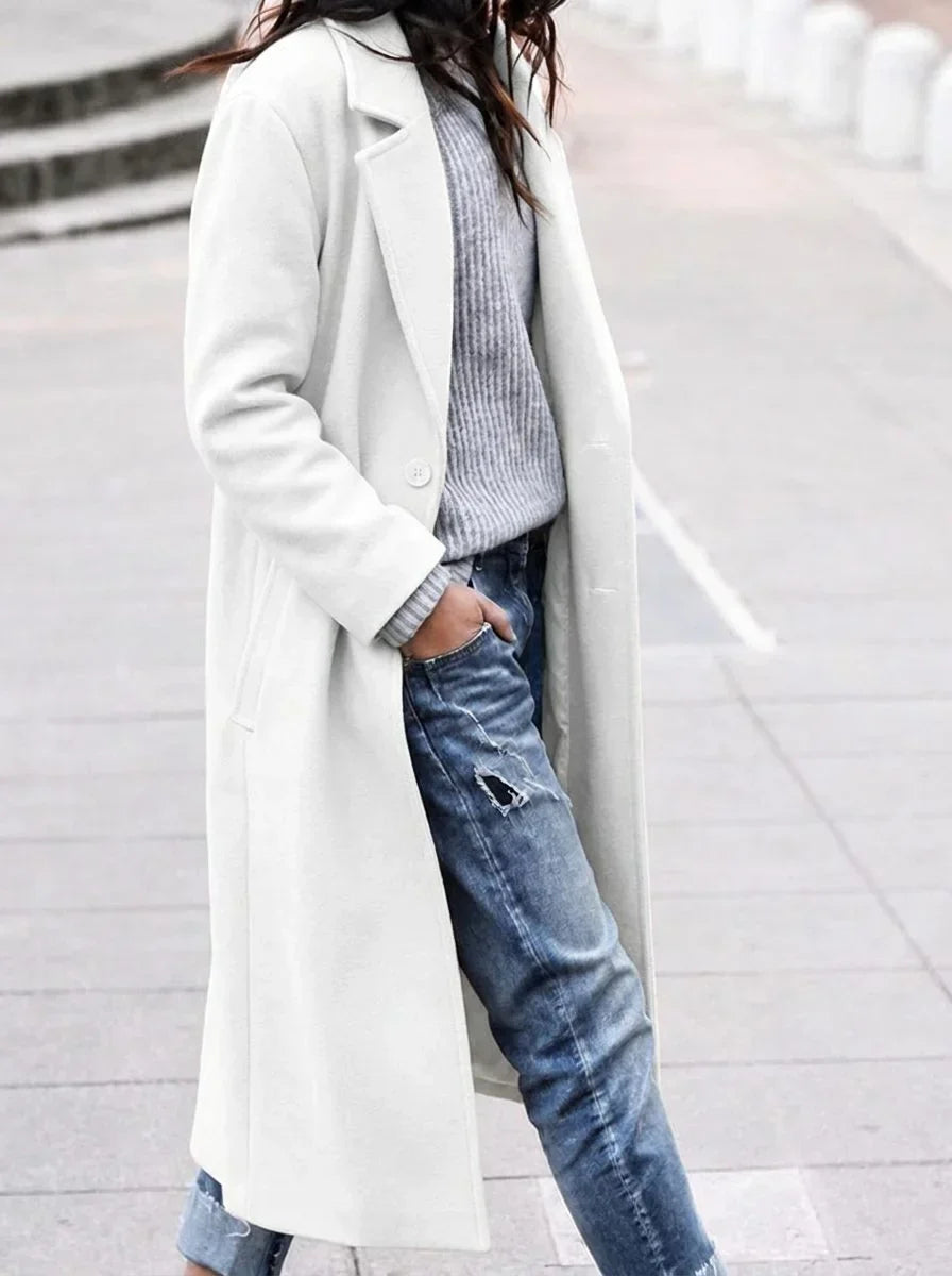 Women's Oversized Button-Up Winter Coat – Lapel