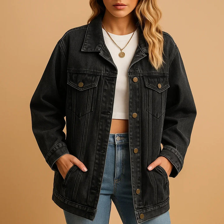 Women's Oversized Denim Jacket – Gold Hardware
