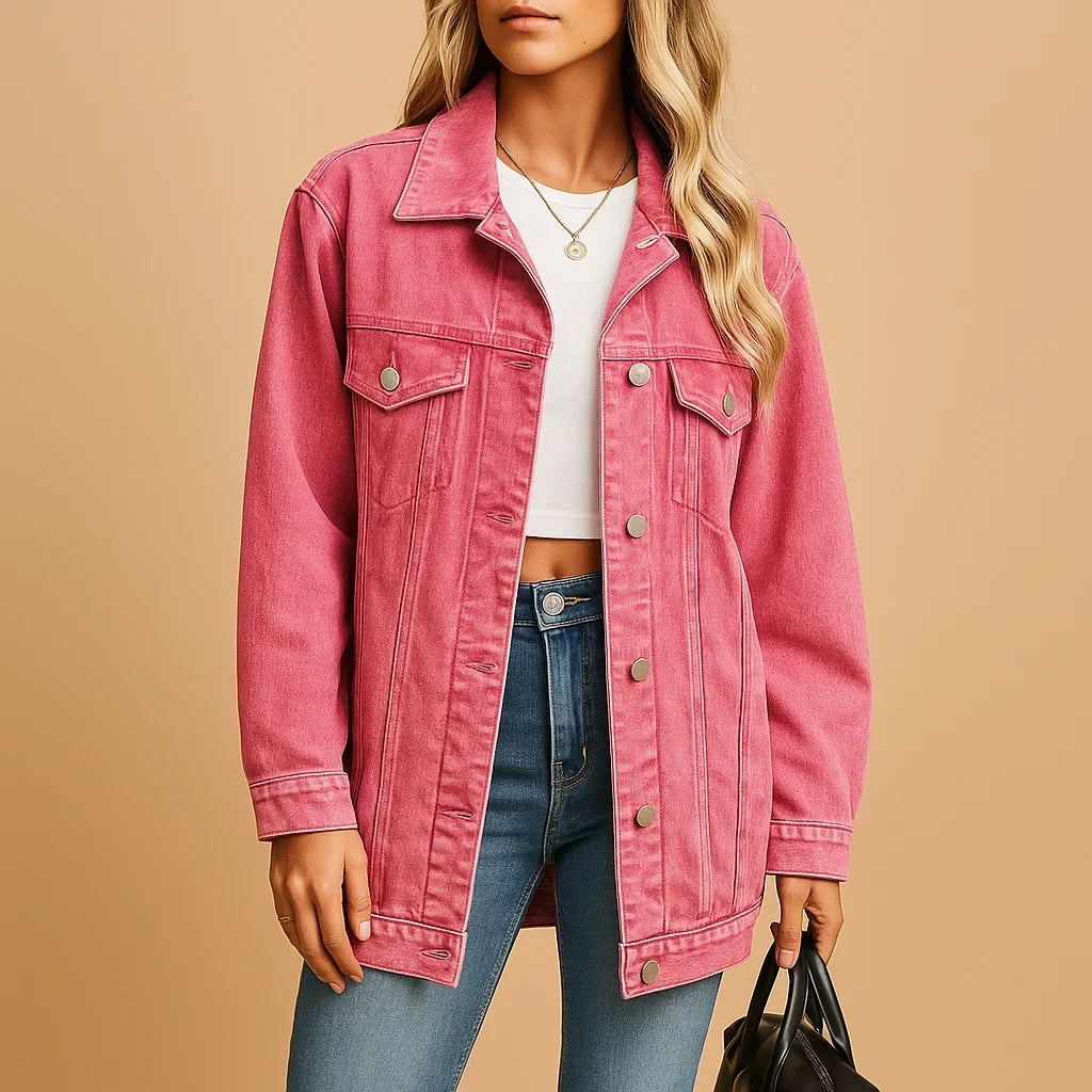 Women's Oversized Denim Jacket – Gold Hardware